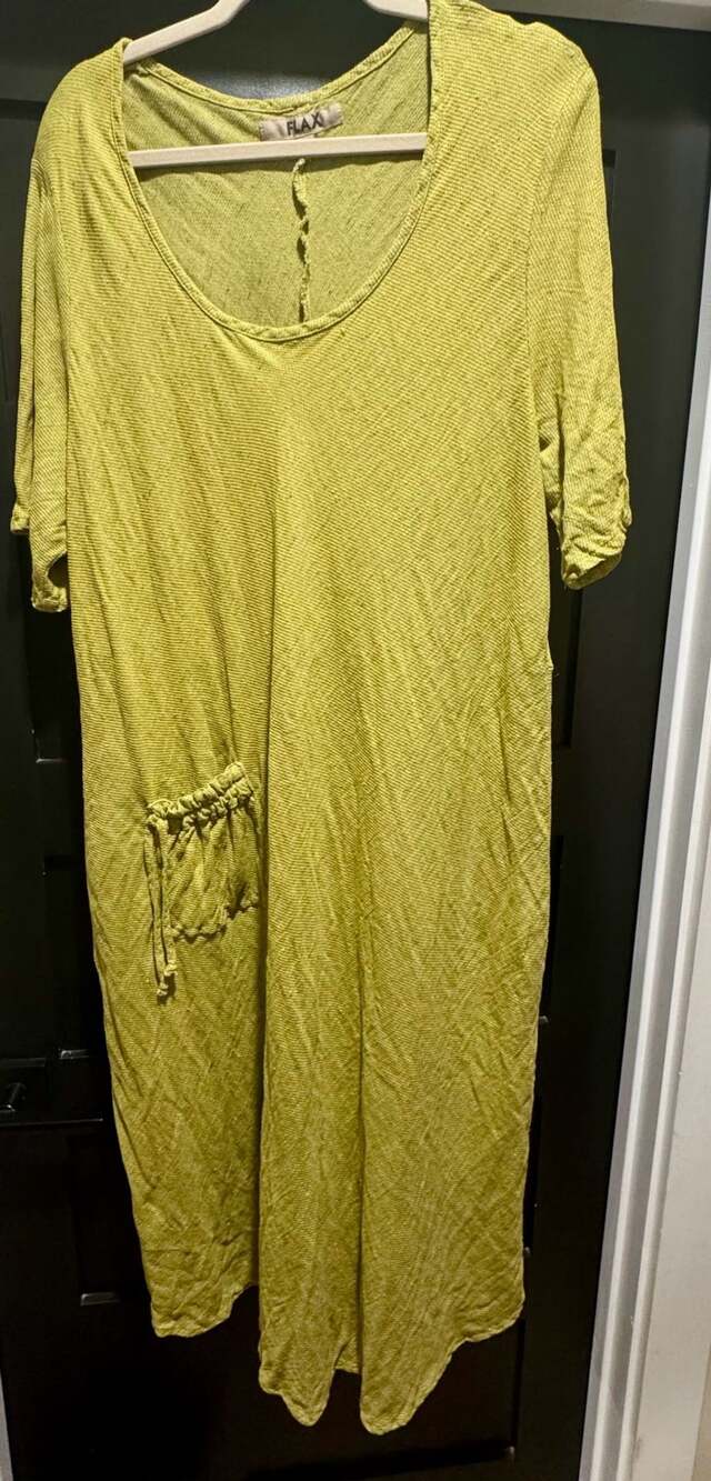 Flax Women's Midi Dress in Chartreuse Green